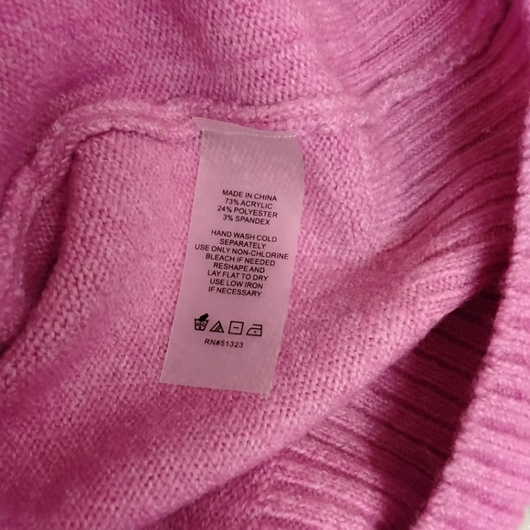 Vince Camuto Women's M Pink Fair Isle Crewneck Long Sleeve Pullover Sweater - Picture 7 of 7